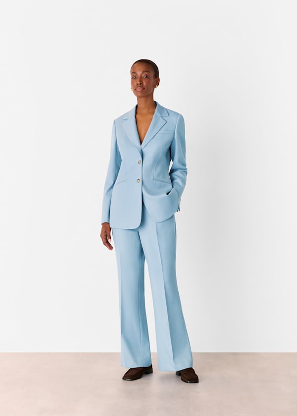 Blue Wool Blend Tailored Coord